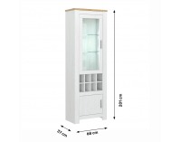 Vitrína s osvetlením Rene 68 - biela andersen / dub bernstein