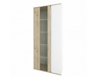 Vysoká vitrína Leira 1D1W - dub wellington / biela