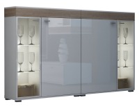 Komoda Augsburg - dub sonoma / biely mat / biely vysoký lesk