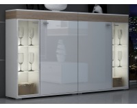 Komoda Augsburg - dub sonoma / biely mat / biely vysoký lesk