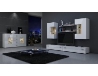 Dvojdverová komoda Berlin / Hamburg - dub sonoma / biely mat / biely vysoký lesk