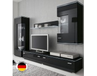 Obývacia stena Essen - čierny mat / čierny vysoký lesk