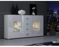 Dvojdverová komoda Berlin / Hamburg - dub sonoma / biely mat / biely vysoký lesk