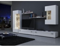 Obývacia stena Hamburg - dub sonoma / biely mat / biely vysoký lesk