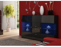 Komoda Jena - čierny mat / čierny vysoký lesk