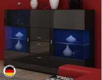 Komoda Jena - čierny mat / čierny vysoký lesk