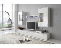 Obývacia stena Kiel - biely mat / biely vysoký lesk