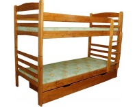 Drevená poschodová posteľ s roštami a matracmi Ola - borovica