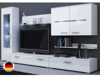 Obývacia stena Stuttgart - biely mat / biely vysoký lesk