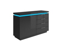 Komoda Vista3 - čierny mat / čierny vysoký lesk