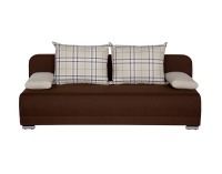 Rozkladacia pohovka s úložným priestorom Zico - šenil mriežka béžová / šenil hnedý