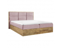 Boxspringová manželská posteľ Wood 2 180x200 cm - ružová / dub lancelot
