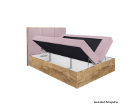 Boxspringová manželská posteľ Wood 2 200x200 cm - ružová / dub lancelot