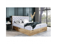 Boxspringová manželská posteľ Wood 3 180x200 cm - sivá / dub lancelot