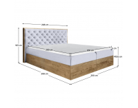 Boxspringová manželská posteľ Wood 3 200x200 cm - sivá / dub lancelot