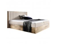 Boxspringová manželská posteľ Wood 4 140x200 cm - béžová / dub lancelot