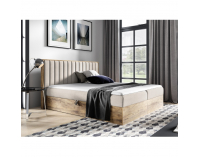 Boxspringová manželská posteľ Wood 4 140x200 cm - béžová / dub lancelot