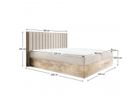 Boxspringová manželská posteľ Wood 4 160x200 cm - béžová / dub lancelot