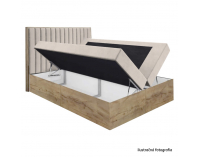 Boxspringová manželská posteľ Wood 4 160x200 cm - béžová / dub lancelot