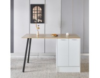 Kuchynský ostrovček Xilo - biela / čierna / dub