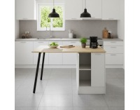 Kuchynský ostrovček Xilo - biela / čierna / dub