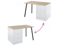 Kuchynský ostrovček Xilo - biela / čierna / dub