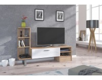 TV stolík York - sonoma svetlá / biely lesk