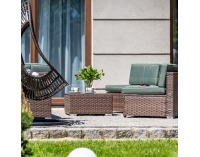 Záhradný nábytok z umelého ratanu Godon - tmavohnedá / zelená