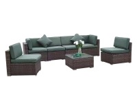 Záhradný nábytok z umelého ratanu Godon - tmavohnedá / zelená