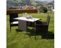 Záhradný ratanový set Adaron 1+2 - hnedá / svetlosivá