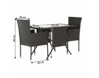 Záhradný ratanový set Adaron 1+2 - hnedá / svetlosivá