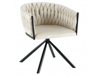 Otočné jedálenské kreslo Zala - béžová (Velvet) / čierna