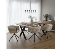 Otočné jedálenské kreslo Zala - béžová (Velvet) / čierna