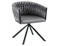 Otočné jedálenské kreslo Zala - sivá (Velvet) / čierna