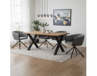 Otočné jedálenské kreslo Zala - sivá (Velvet) / čierna