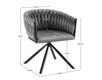 Otočné jedálenské kreslo Zala - sivá (Velvet) / čierna